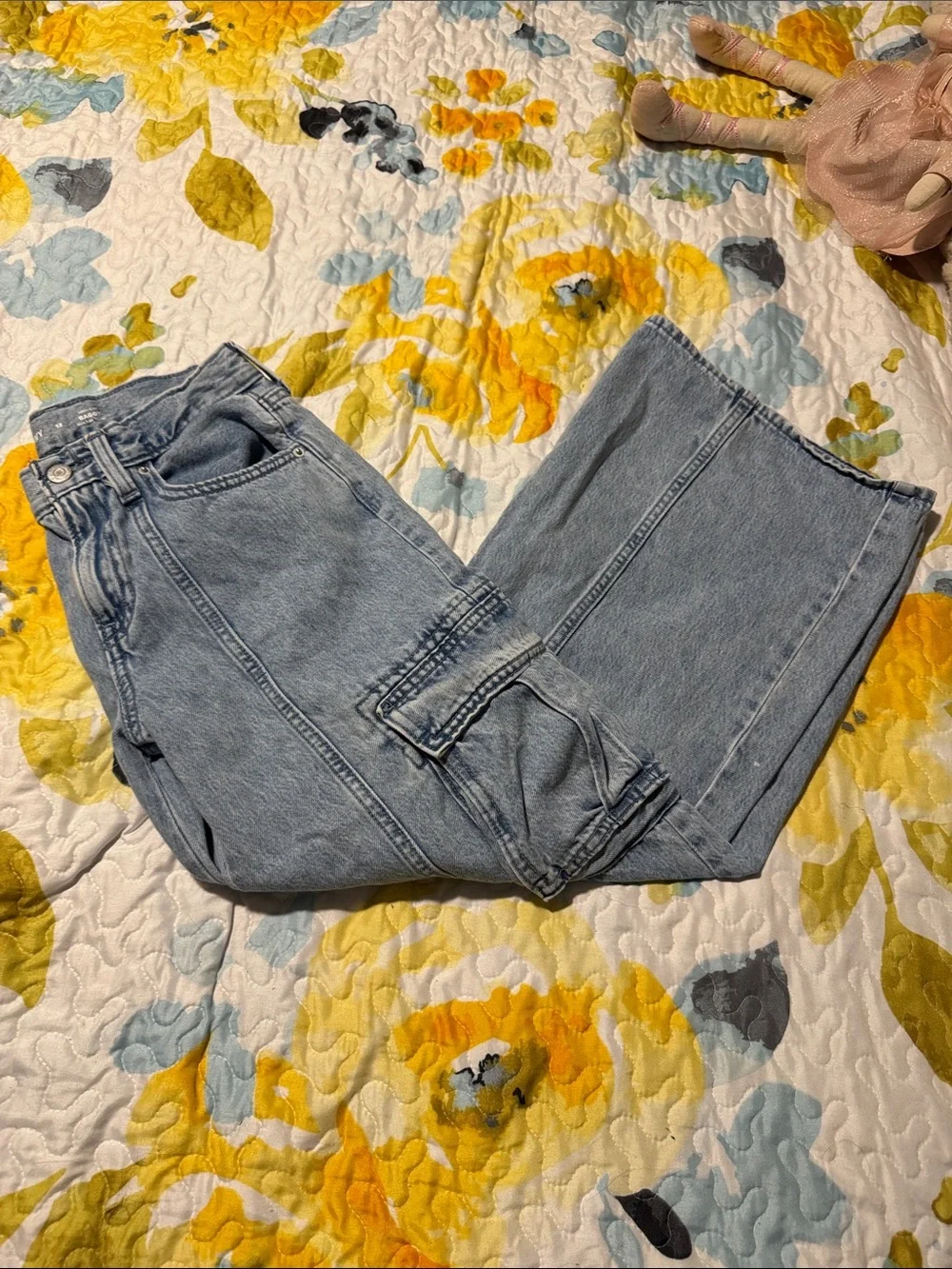 Old Navy Light Blue Wide-Leg Cargo Jeans